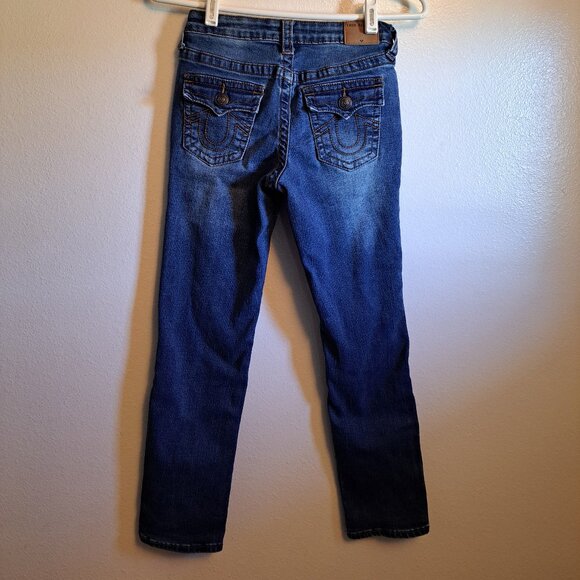 True Religion Distressed Geno Relaxed Slim Adjustable Waistline Denim Jeans - Picture 2 of 10